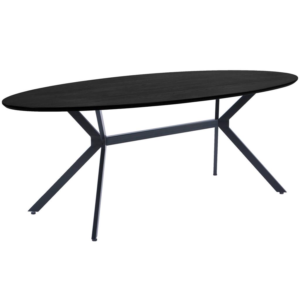 WOOOD WOOOD Bruno Eettafel Ovaal - Mdf - Zwart - 75x220x100