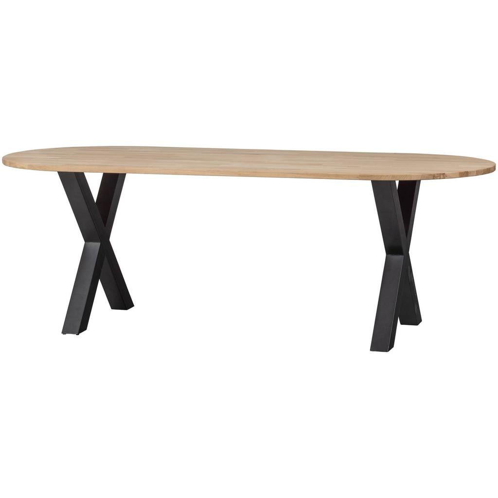WOOOD Tablo Tafel Ovaal met U-Poot - Eiken/Metaal - 75x220x90