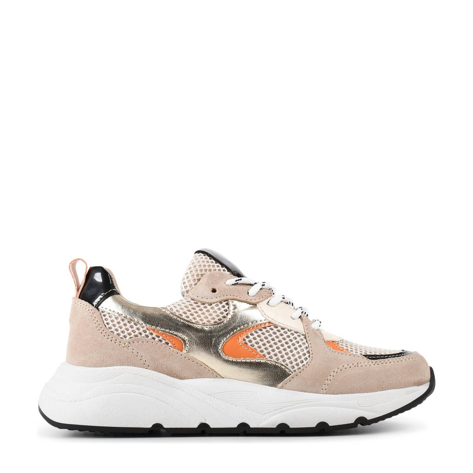 PS Poelman Cibel leren sneakers beige/metallic | wehkamp