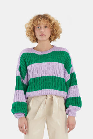 gestreepte trui Stripe Pullover lila/groen