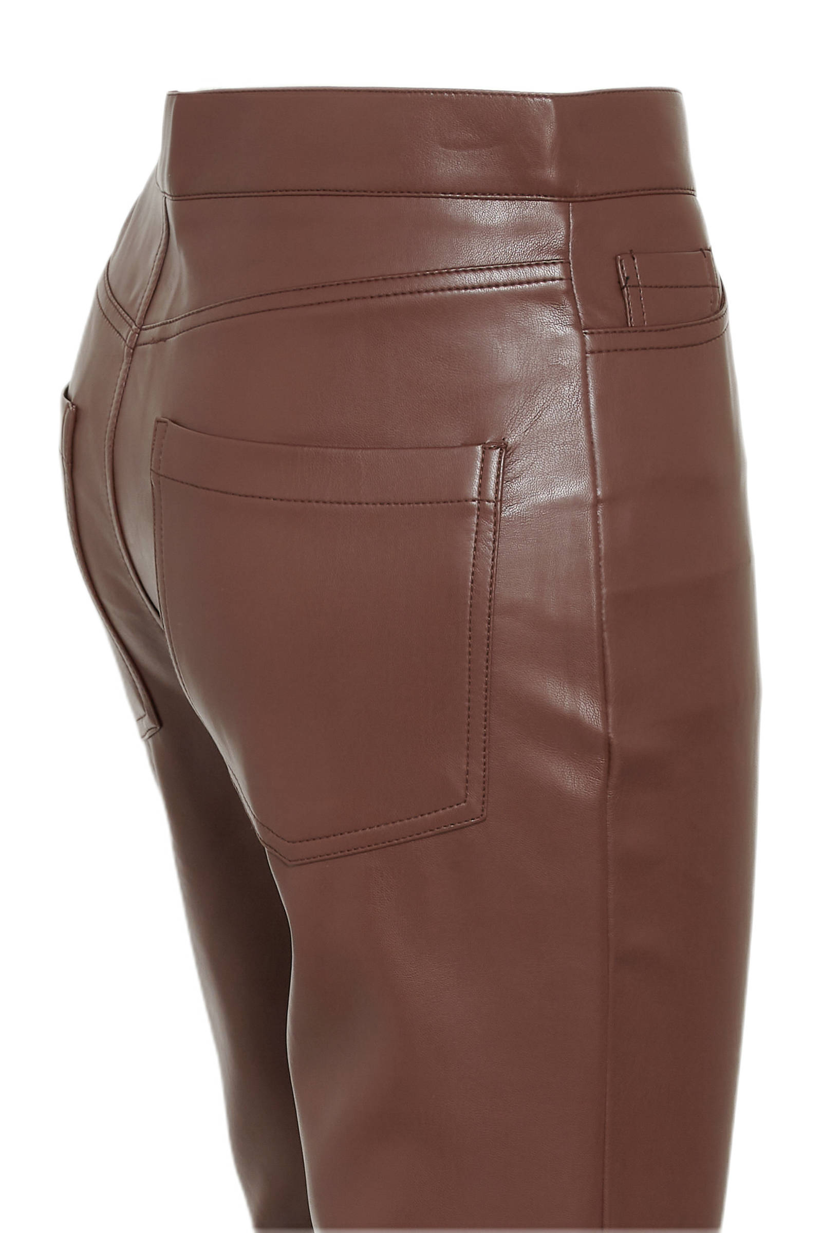 Esqualo imitatieleren cropped bootcut broek aubergine | wehkamp