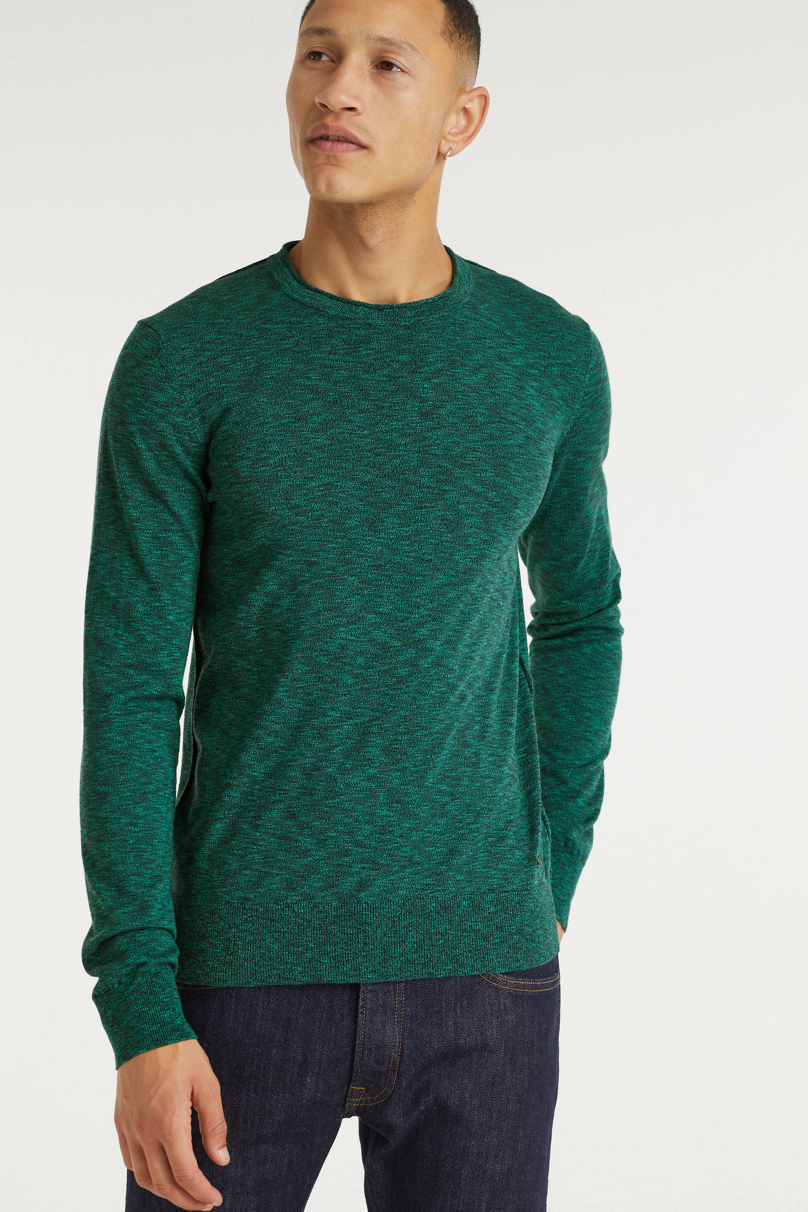 BOSS Casual gemêleerde trui Kamnioda 305 dark green | wehkamp