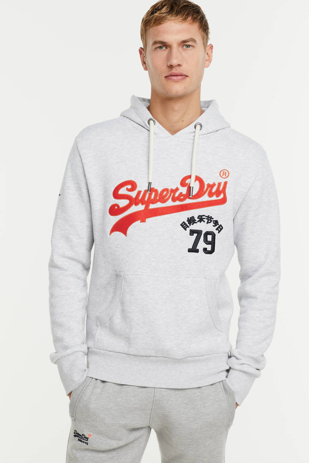 Vermoorden Plantkunde steeg Superdry hoodie met logo glacier grey marl | wehkamp
