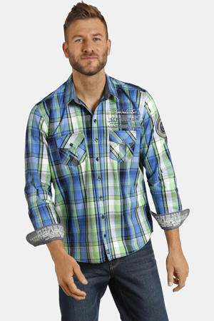 geruit regular fit overhemd EIKO Plus Size blauw/groen