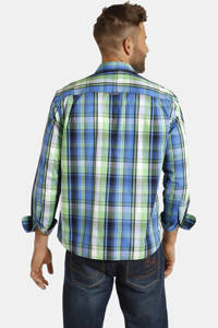 Jan Vanderstorm geruit regular fit overhemd EIKO Plus Size blauw/groen, Blauw/groen