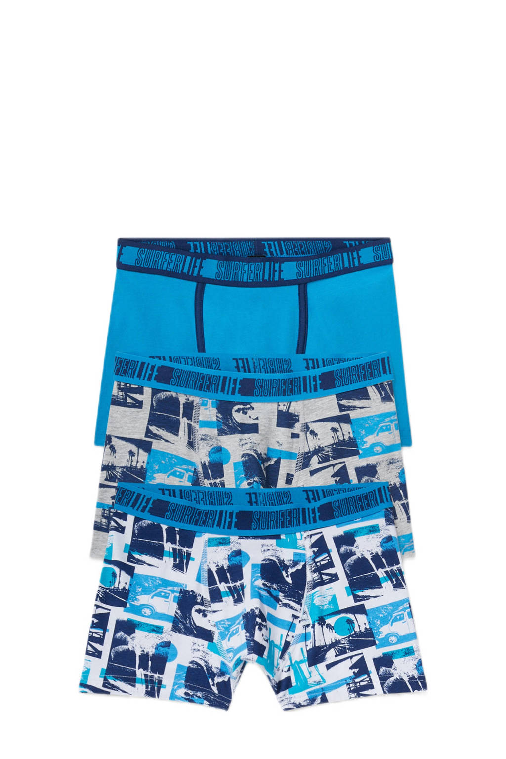 C&A Here & There boxershort - set van 3 blauw multi, Blauw