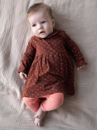 Quapi baby A-lijn jurk Mabel met all over print chocoladebruin, Chocoladebruin