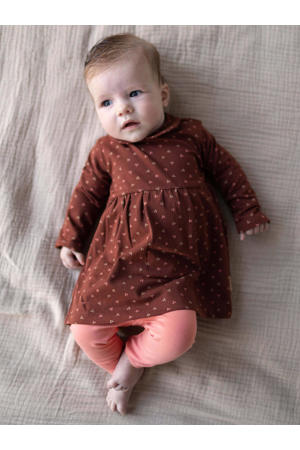 baby A-lijn jurk Mabel met all over print chocoladebruin
