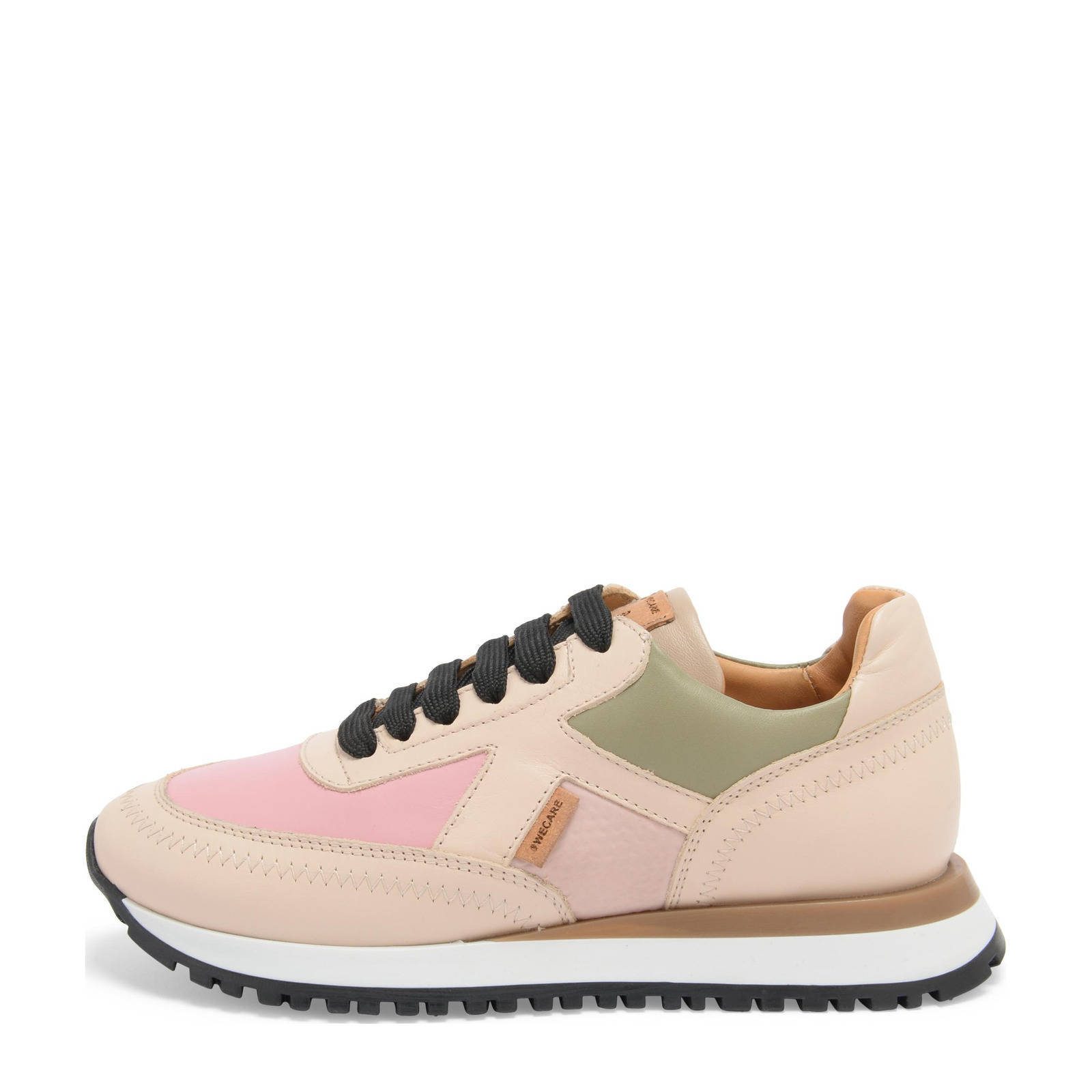 Roze Lederlook Plateau Sneakers met Streeppatroon - Uwantisell.nl