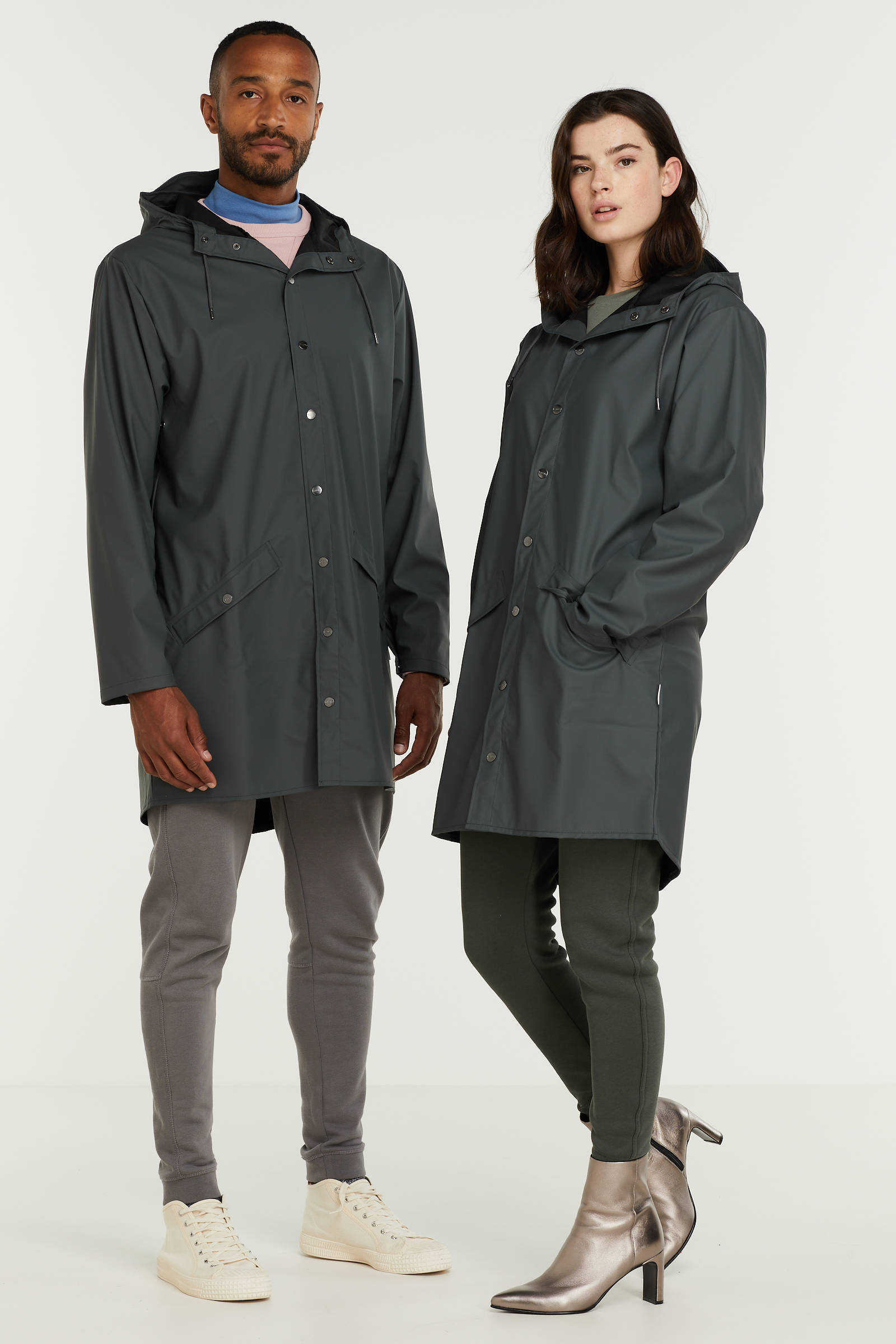 Rains Regenjassen Long Jacket Grijs online kopen