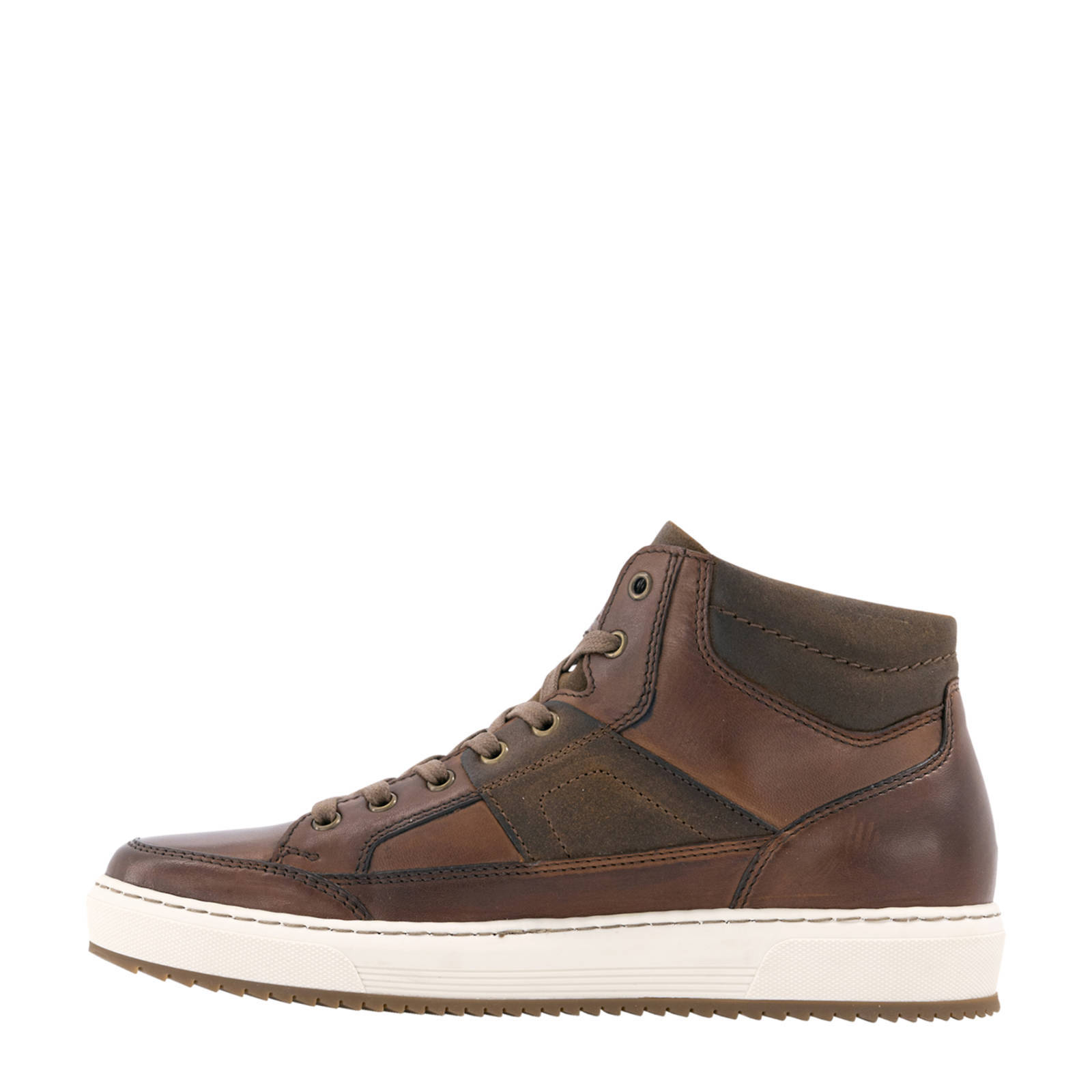 AM SHOE hoge leren sneakers bruin | wehkamp