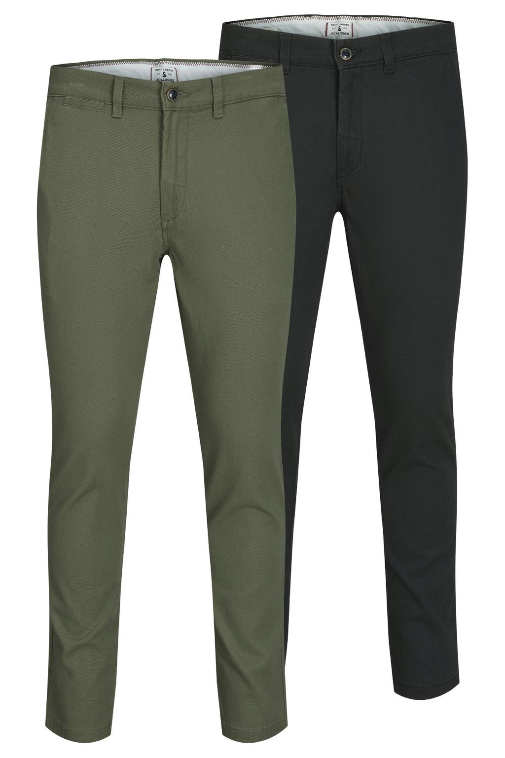 JACK & JONES JEANS INTELLIGENCE slim fit broek JJIMARCO JJDAVE zwart/groen - (set van 2)