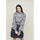HARPER & YVE geweven blouse Gaby met all over print en ruches blauw/ lila