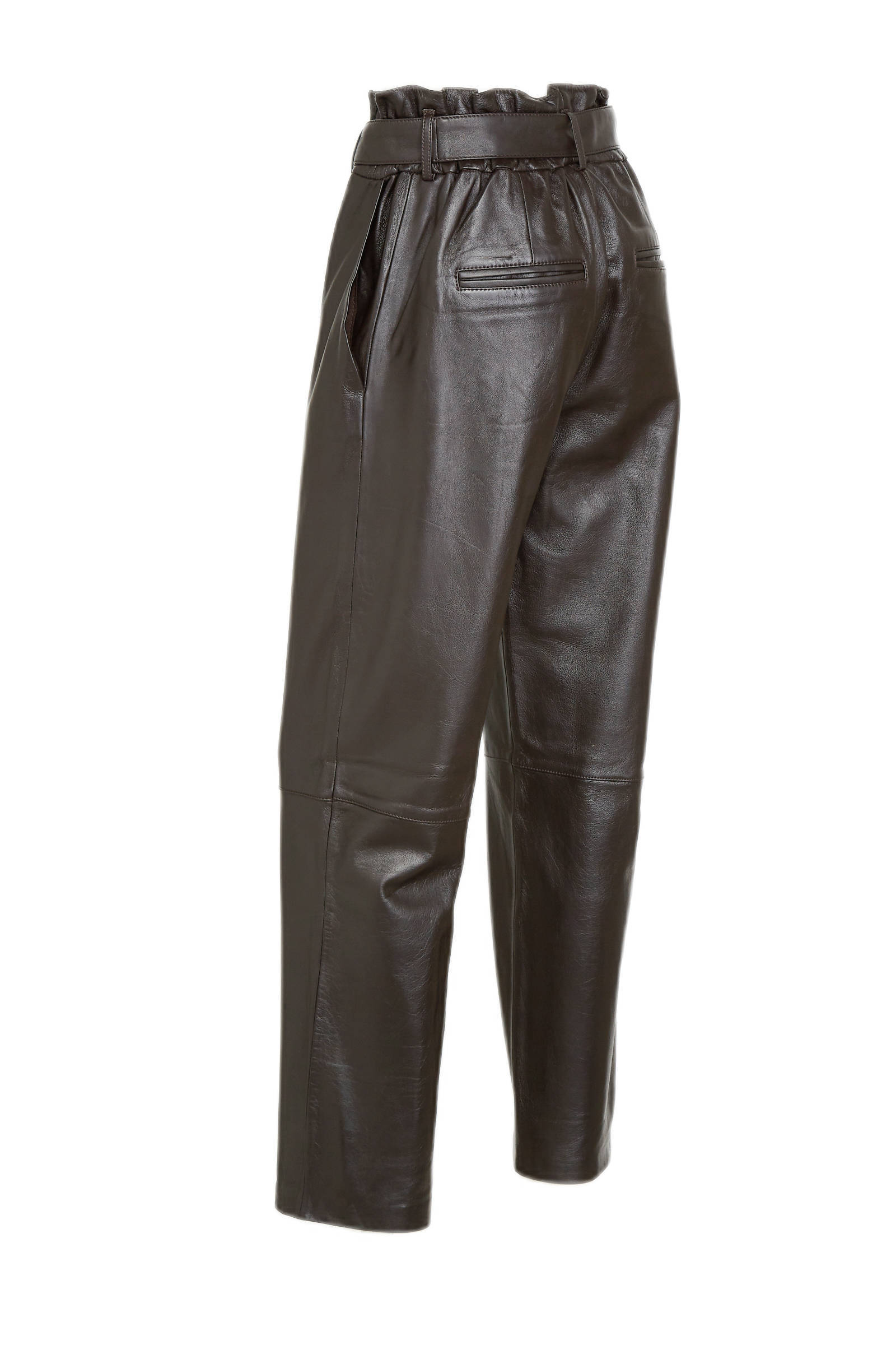 Studio AR by ARMA leren slim fit broek CLAIRE donkerbruin | wehkamp
