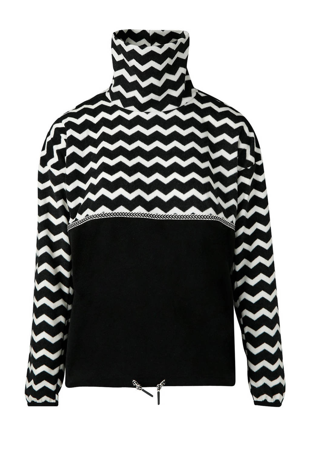 Brunotti fleece skisweater Deja zwart/wit, Zwart/wit