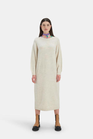 gebreide jurk Plain Knit met wol ecru