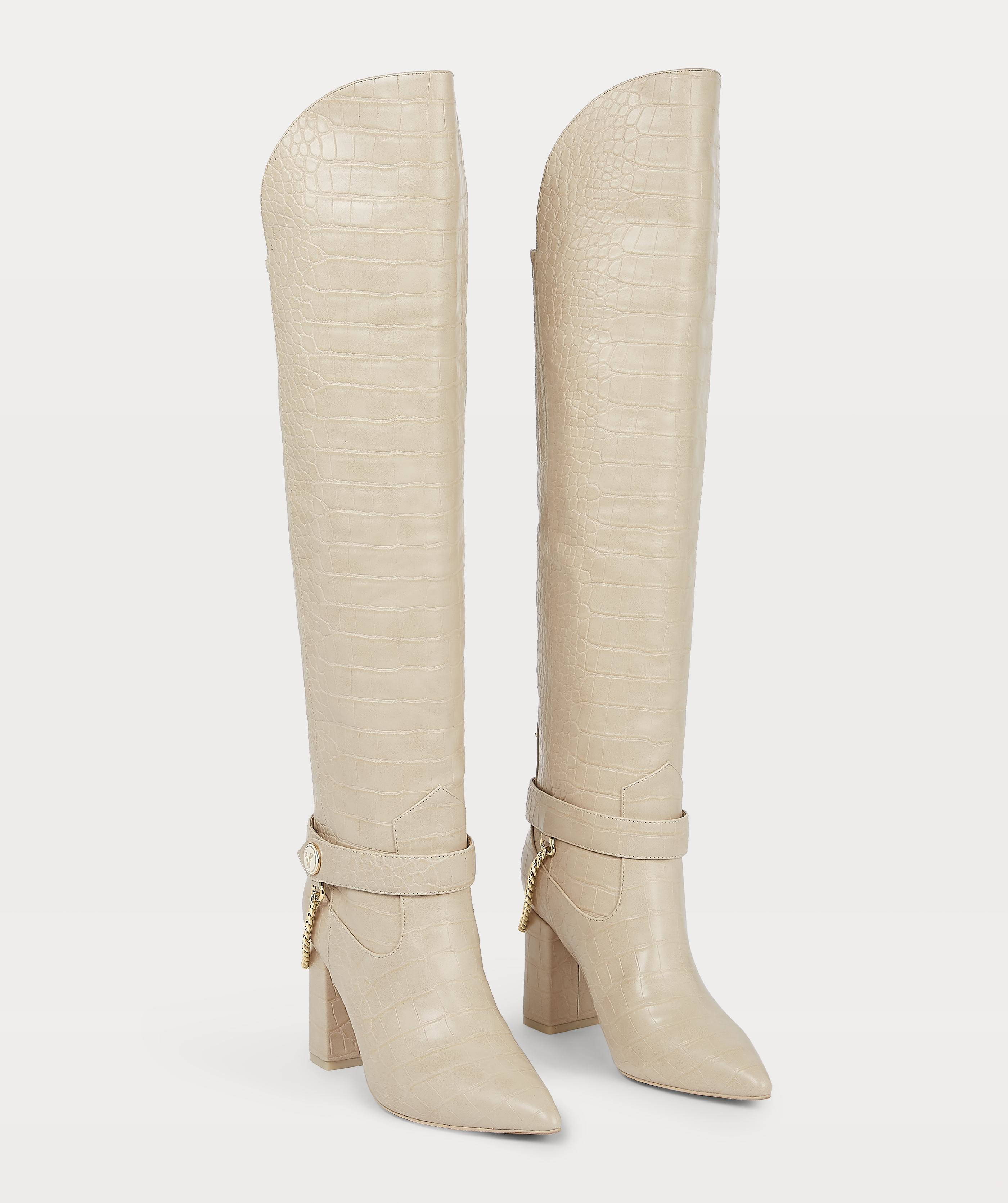 JOSH V Felice Boots leren overknee laarzen ecru | wehkamp