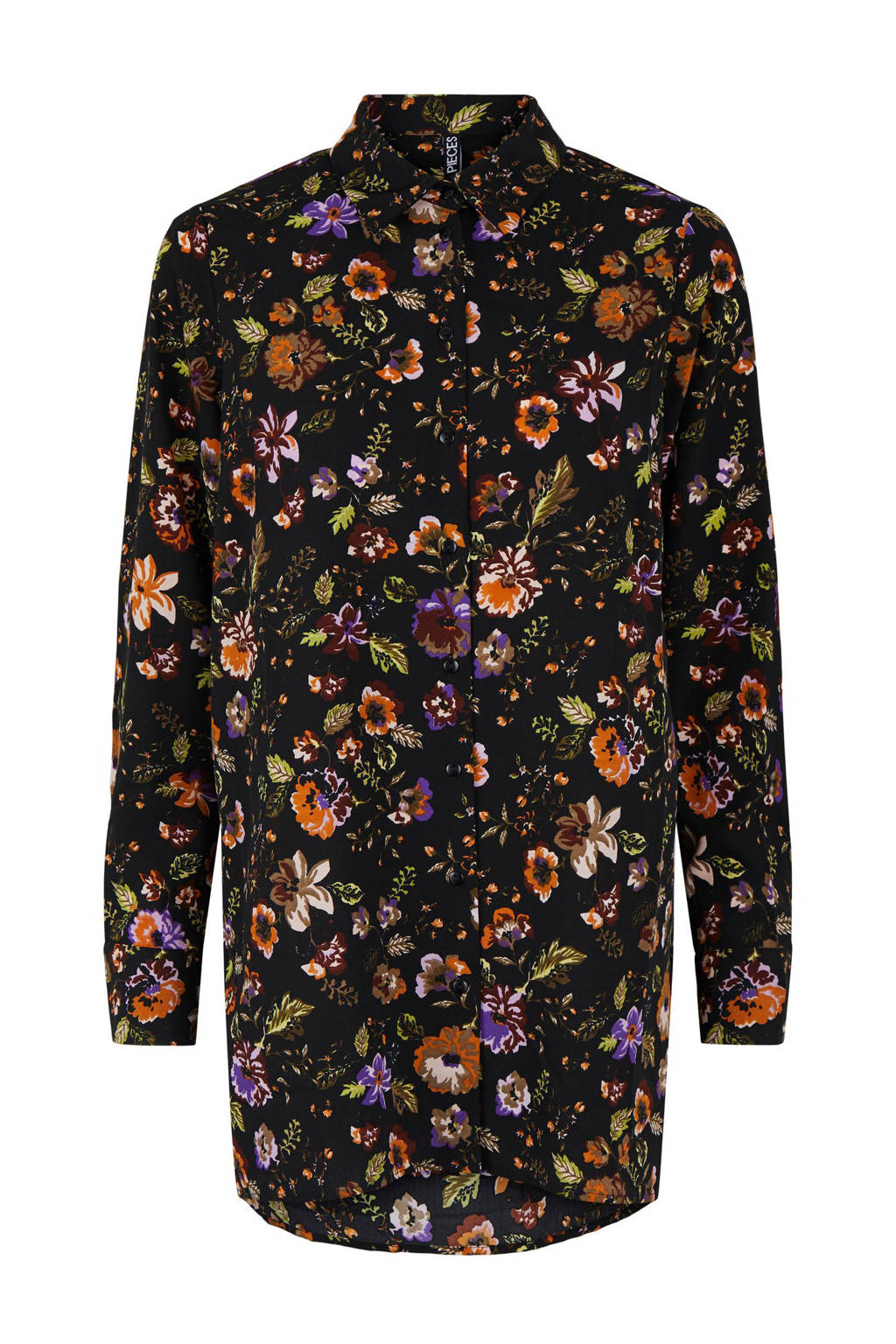 PIECES gebloemde blouse PCFALISHI zwart, Zwart