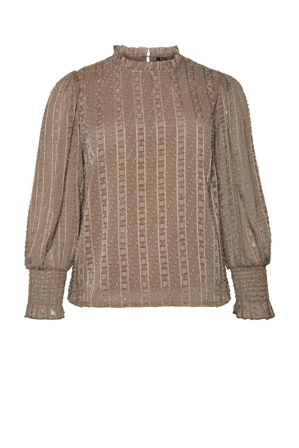 VERO MODA CURVE semi-transparante geweven top met volant beige, Beige