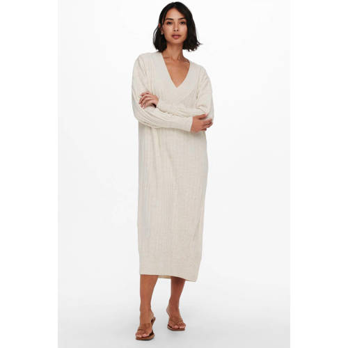 ONLY gebreide jurk ONLNEW beige afbeelding