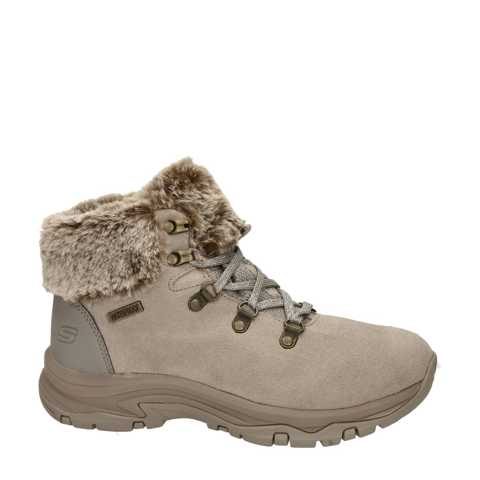Skechers Outdoor suède wandelschoenen taupe | wehkamp