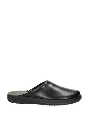 leren pantoffels zwart