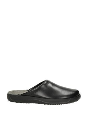 leren pantoffels zwart