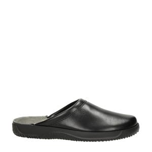 leren pantoffels zwart