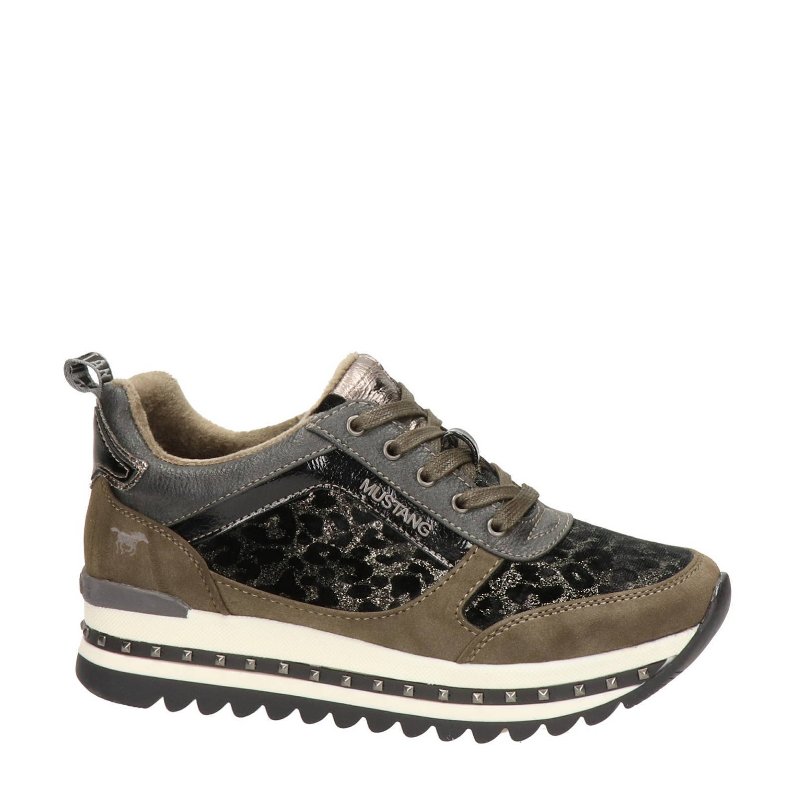 Mustang sneakers met panterprint bruin