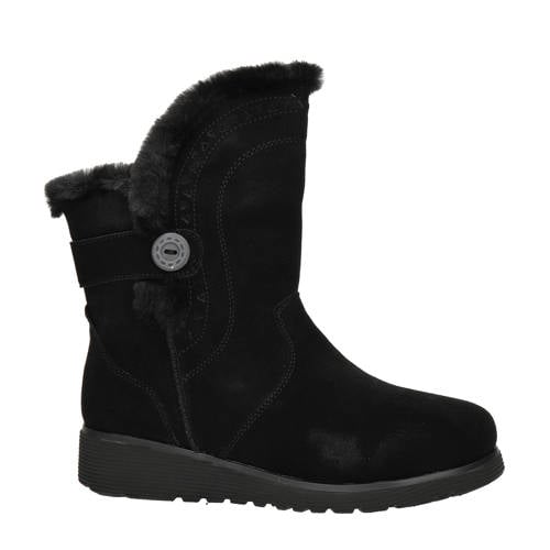 Skechers Wedge-Cozy Peak suède enkelboots zwart afbeelding