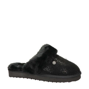 leren pantoffels zwart