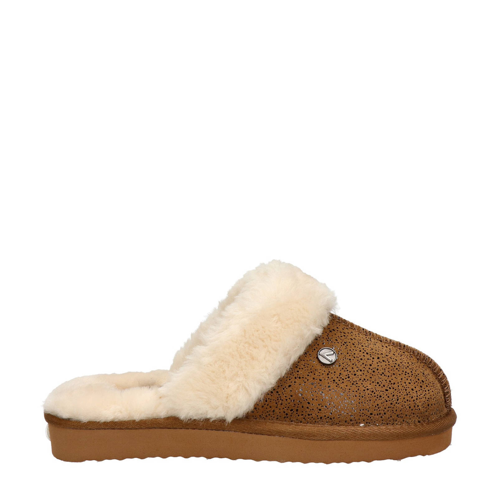 Alpacas leren pantoffels cognac | wehkamp