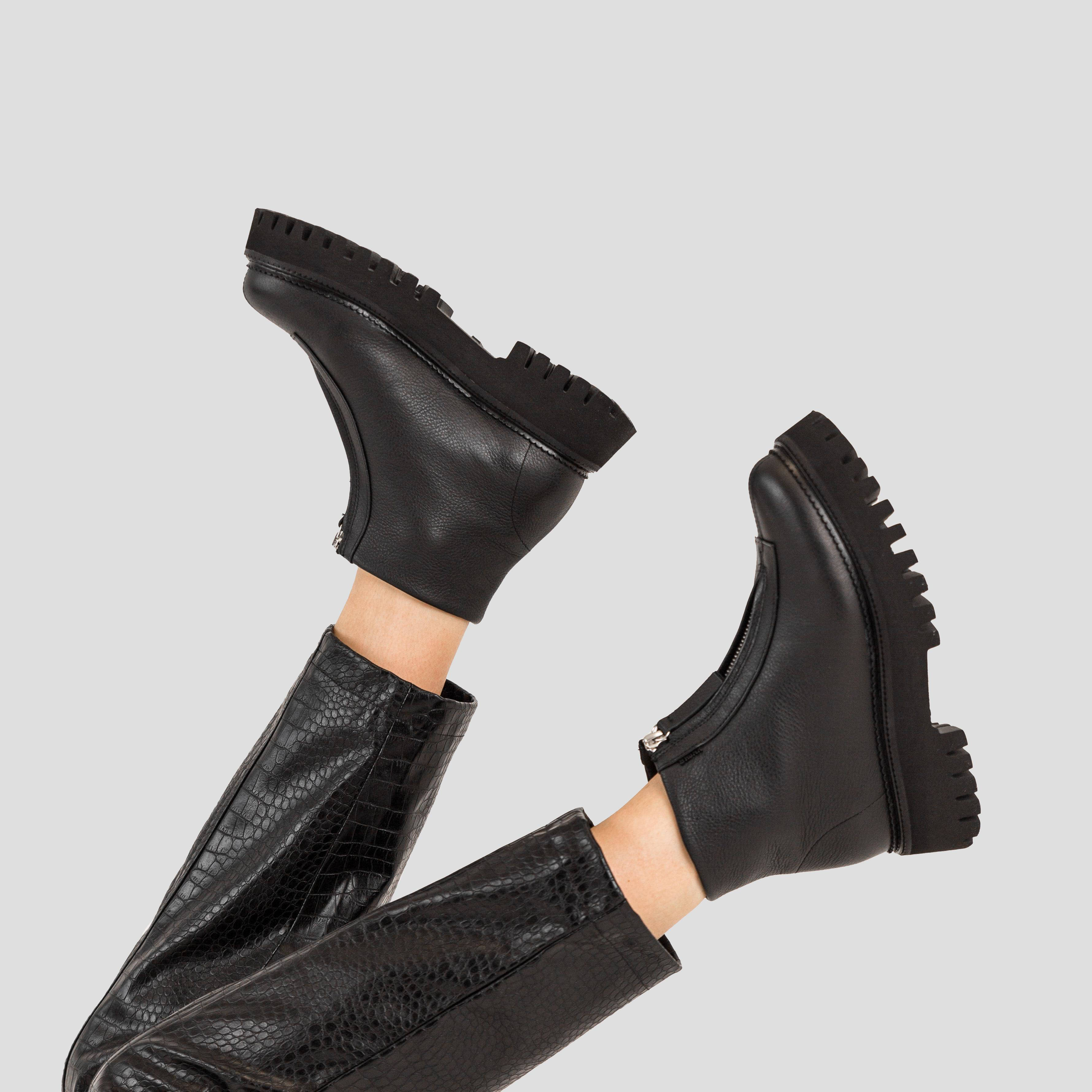 BRONX Groov-y Front Zip leren enkelboots zwart | wehkamp