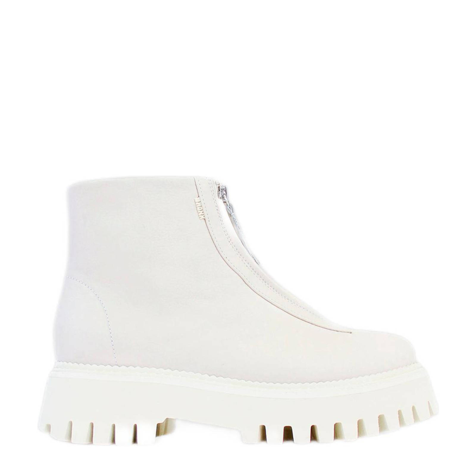 BRONX Groov-y Front Zip leren enkelboots off white | wehkamp