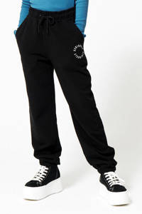 CoolCat Junior joggingbroek Cila  met tekst zwart 34 inch, Zwart