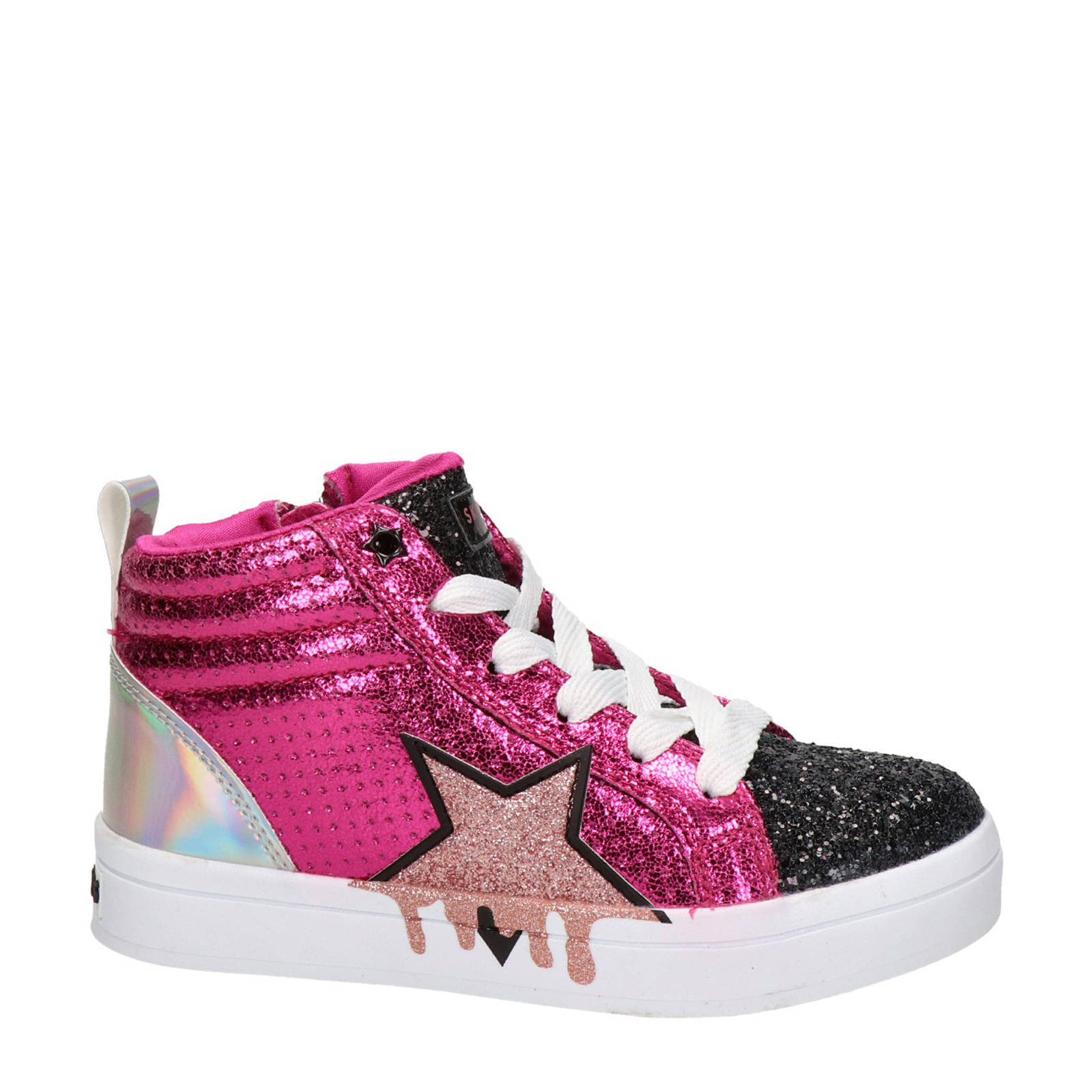 Skechers Street hoge sneakers met glitters roze/multi | wehkamp