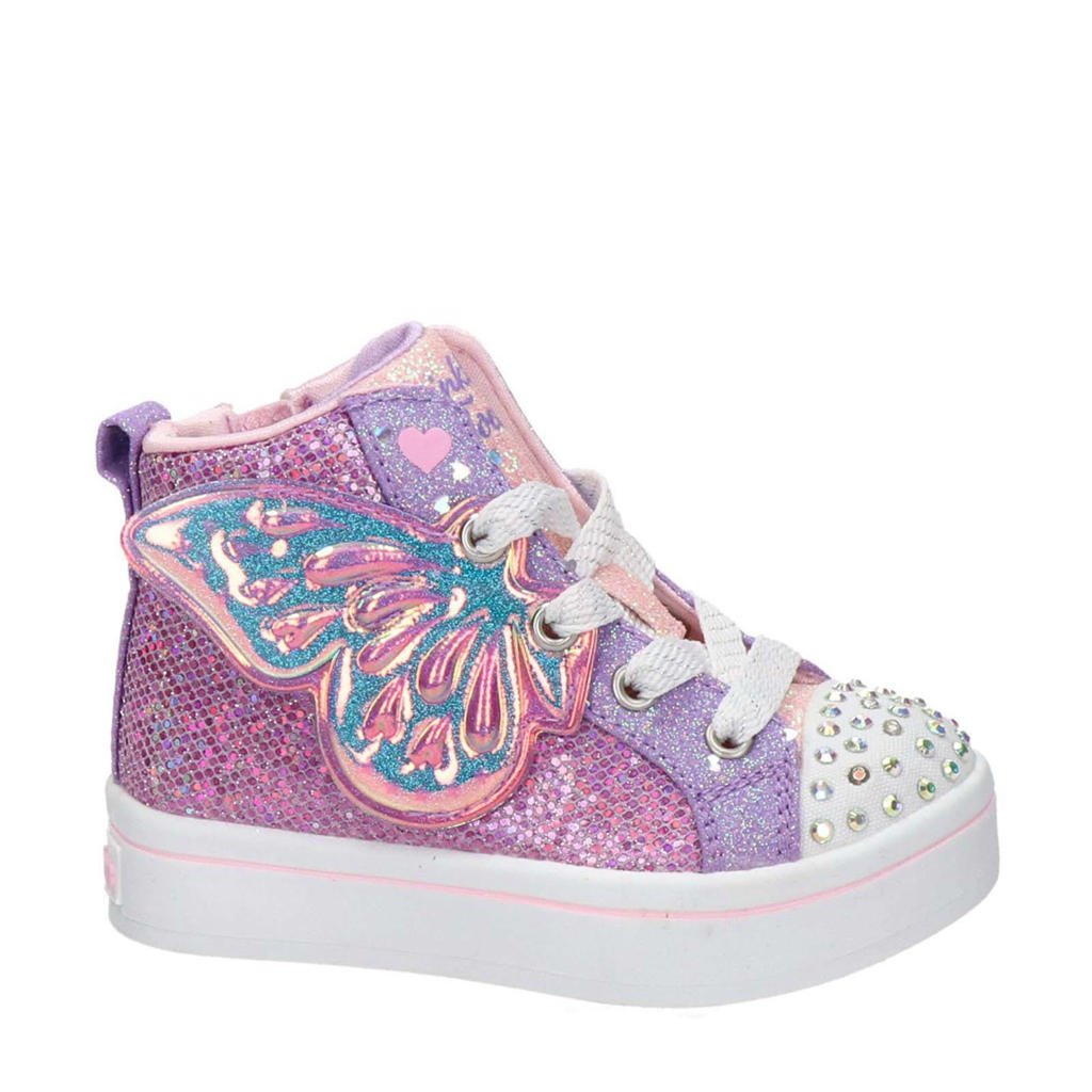 Skechers Twinkle Toes  hoge sneakers met lichtjes lila/roze
