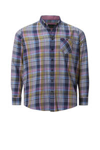 Charles Colby +FIT Collectie geruite oversized overhemd DUKE QUINTON Plus Size olijfgroen/blauw