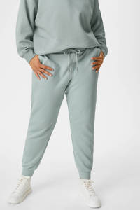Mintgroene dames C&A XL Clockhouse tapered fit sweatpants katoen met elastische tailleband met koord