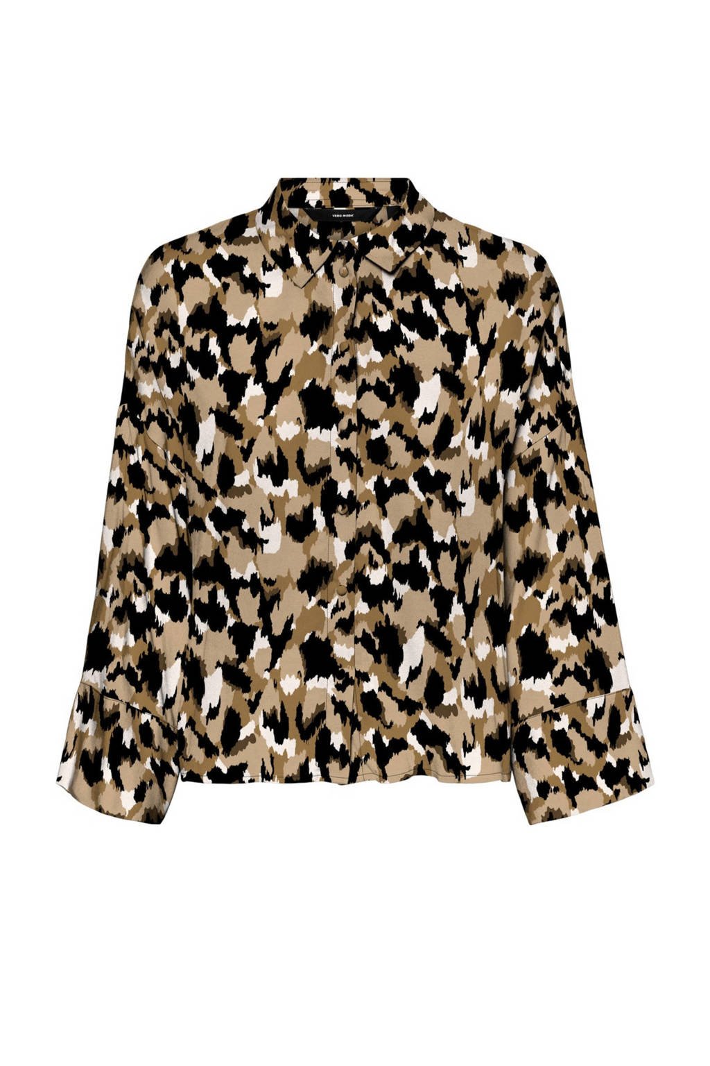 VERO MODA blouse VMRIE met all over print beige/zwart, Beige/zwart