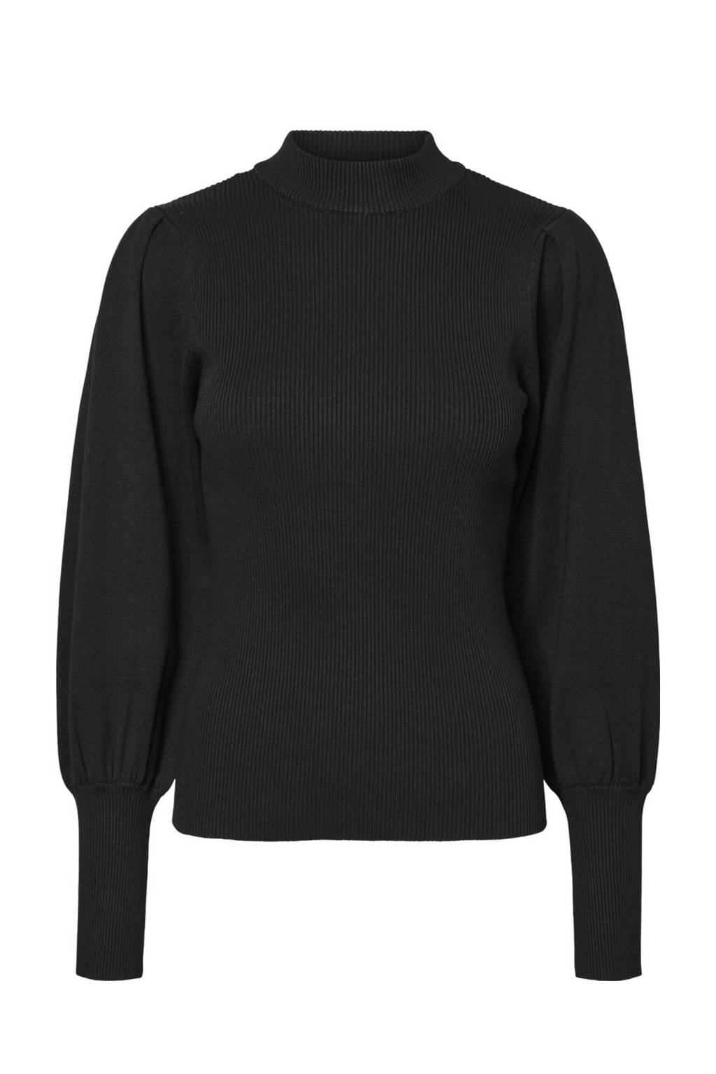 VERO MODA ribgebreide trui VMWILLOW zwart, Zwart