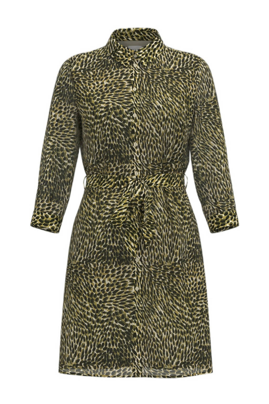 VILA blousejurk VIFULLA van gerecycled polyester groen/kaki/zwart, Groen/Kaki/Zwart