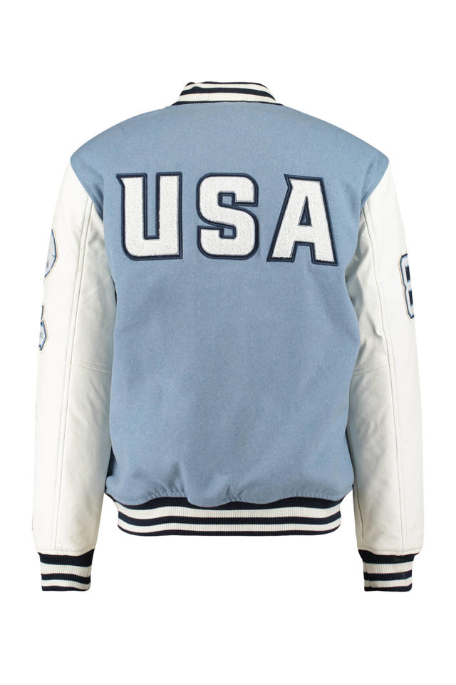 Overeenkomstig tunnel wetenschapper America Today unisex baseball jacket Joni met patches blauw | wehkamp
