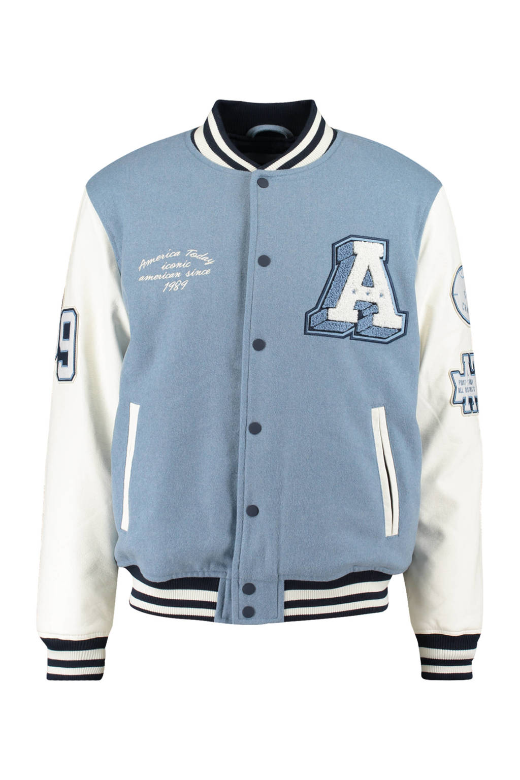 Over instelling web Assimileren America Today unisex baseball jacket Joni met patches blauw | wehkamp