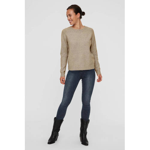 VERO MODA gemêleerde gebreide trui VMDOFFY lichtbruin afbeelding