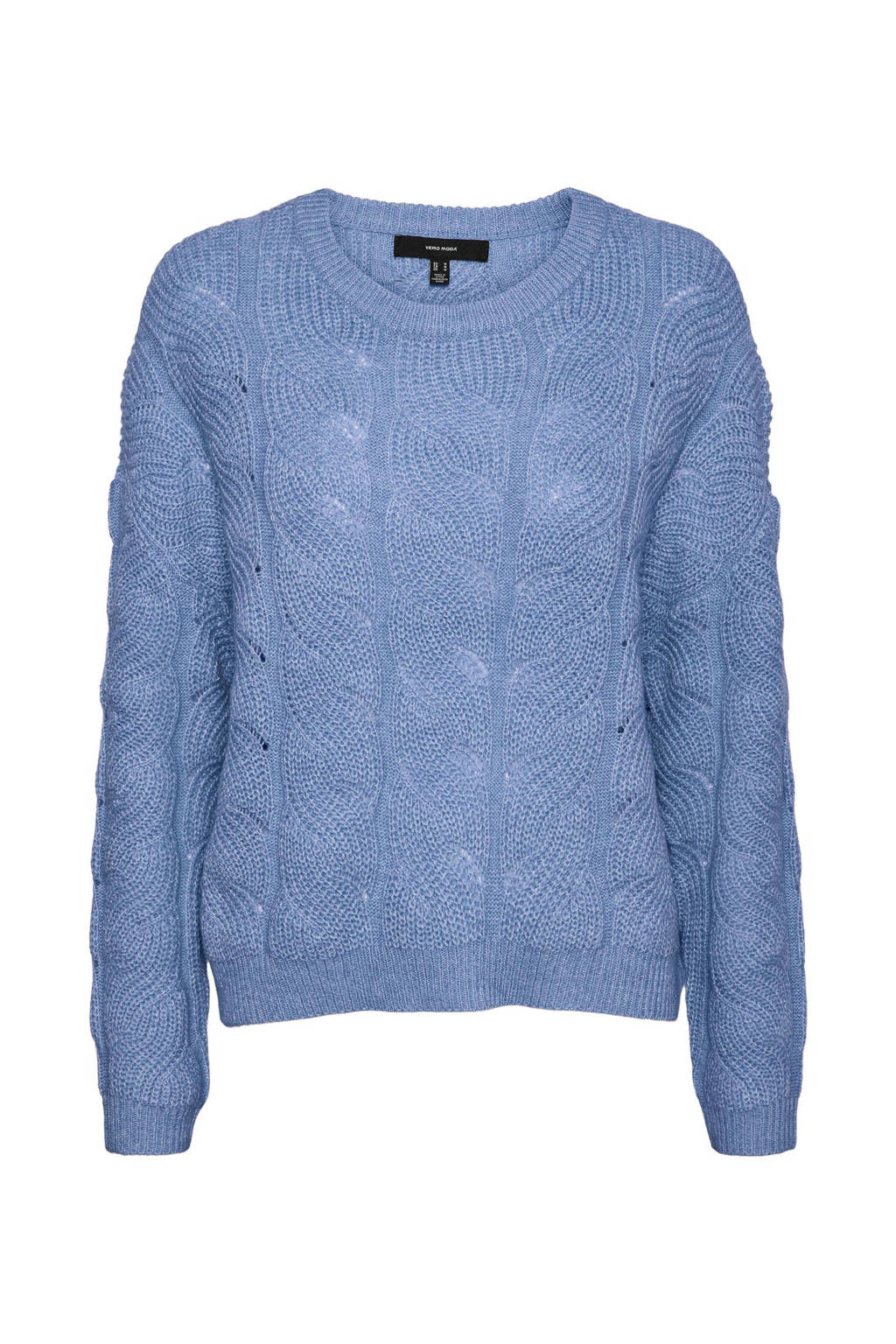 VERO MODA gebreide trui VMSTINNA van gerecycled polyester blauw, Blauw