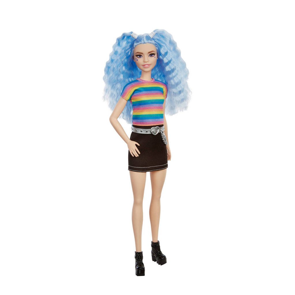 Daarbij kandidaat Cirkel Barbie Fashionista Pop met regenboogtopje en zwart rokje | wehkamp