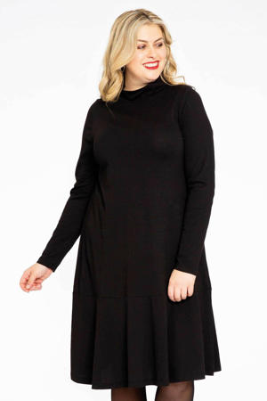 wijd uitlopende jurk met volant ORGANIC COTTON zwart