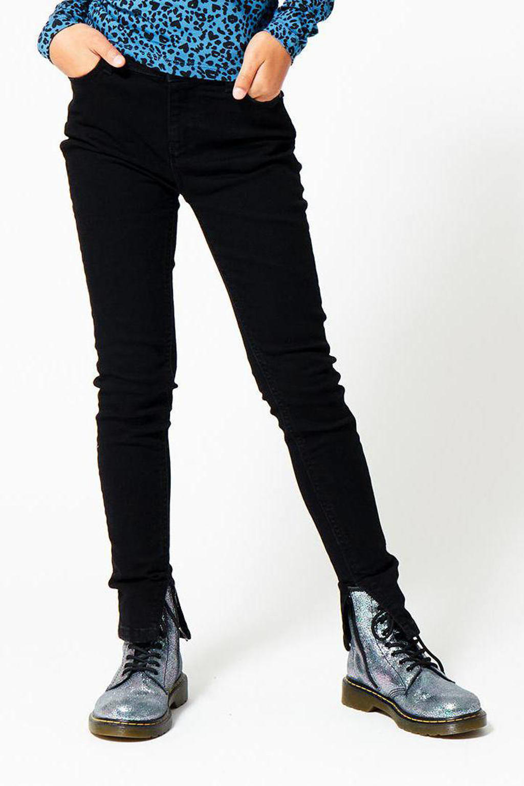 Zwarte meisjes CoolCat Junior skinny jeans Kaya van katoen met regular waist en rits- en knoopsluiting