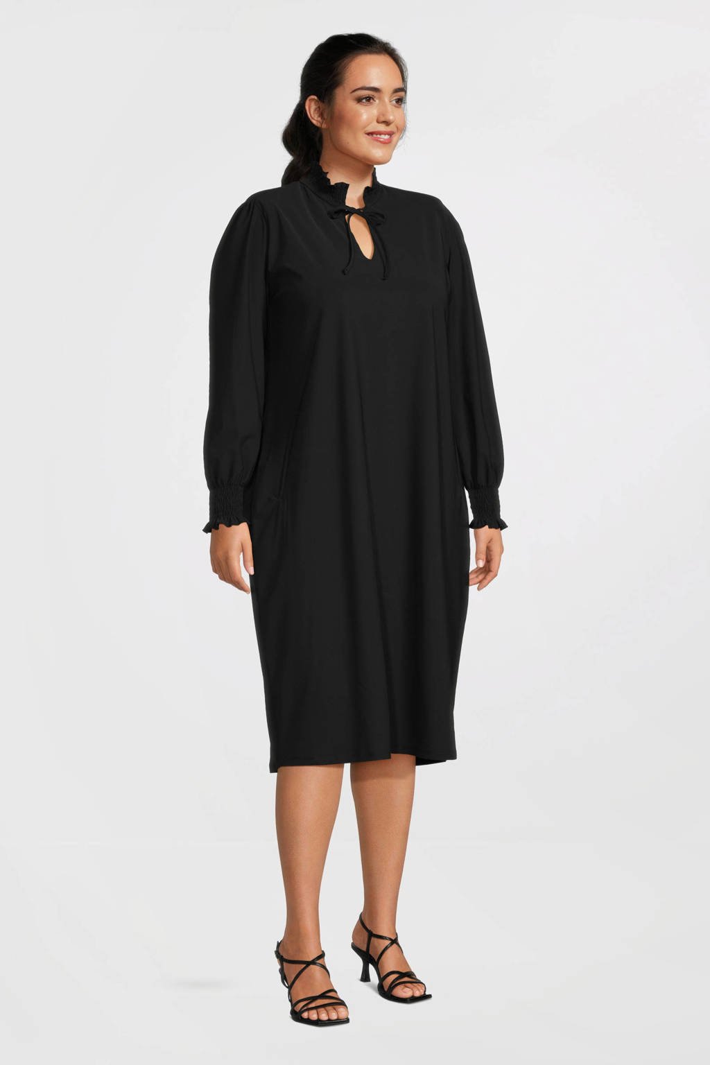 Plus Basics jurk van travelstof zwart wehkamp